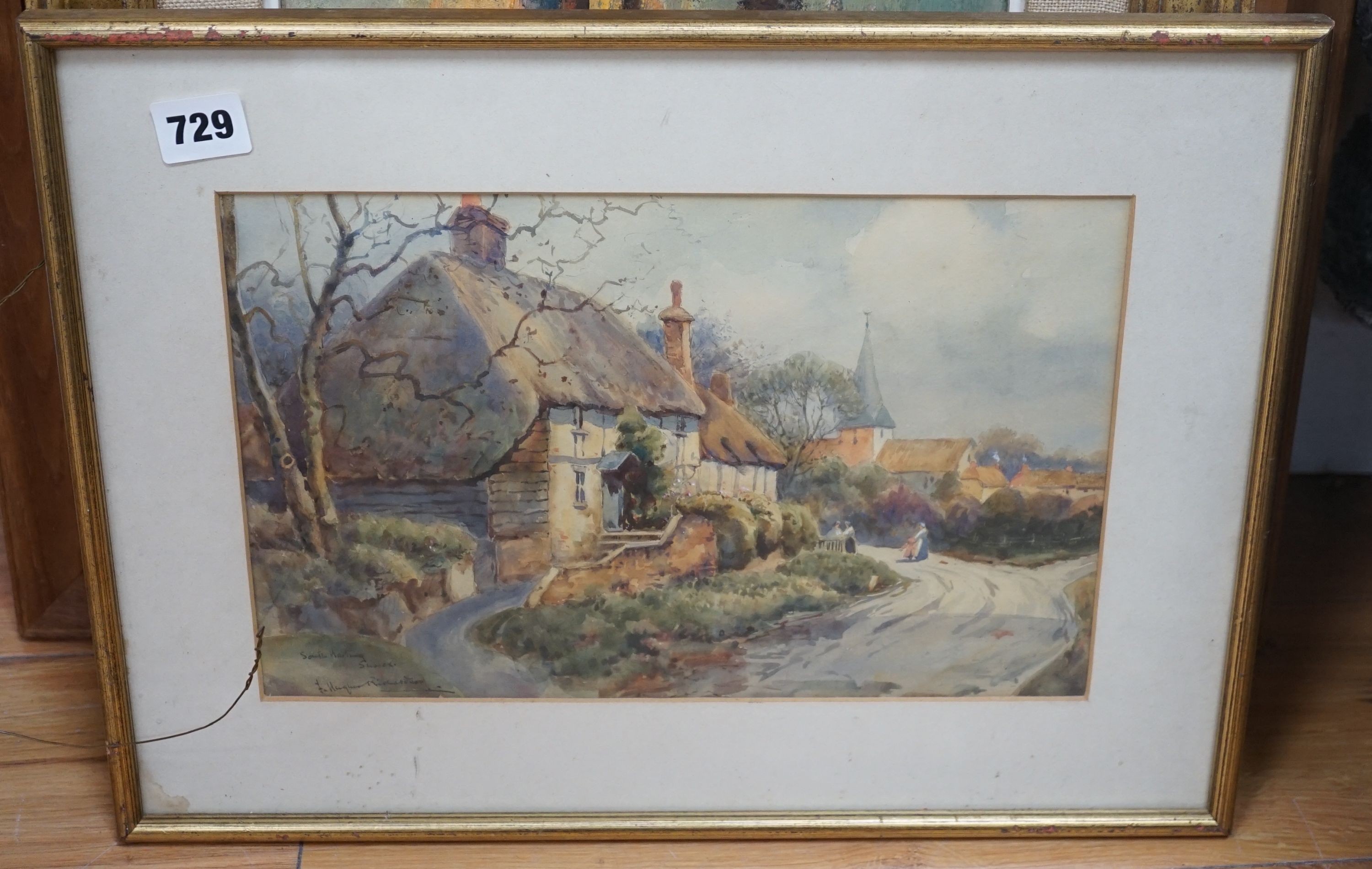 H. Hughes Richardson, watercolour, South Harting, Sussex, 20 x 32cm